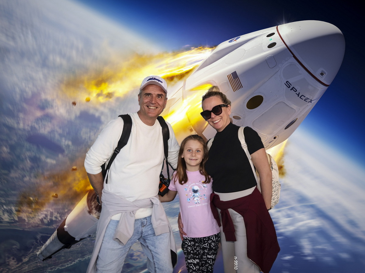 Rajko, Sanja i Eva Boričić u Kennedy Space Centru