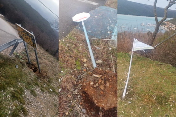 VANDALIZAM U TRGETU Prometni znakovi iščupani iz tla