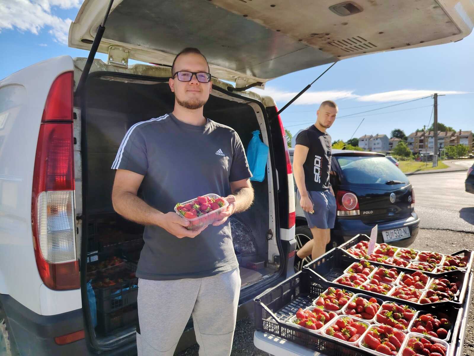 David Zajc sa svojim jagodama na poziciji u Potpićnu (Foto: Igor Radić)