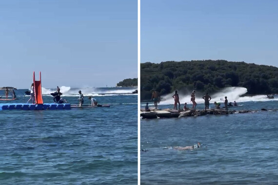 Jet-skijevima divljaju samo par metara od kupača u Funtani! Pogledajte snimak