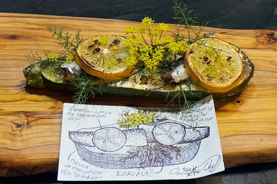 Tikvica, sardine i cvijet koromača in forno