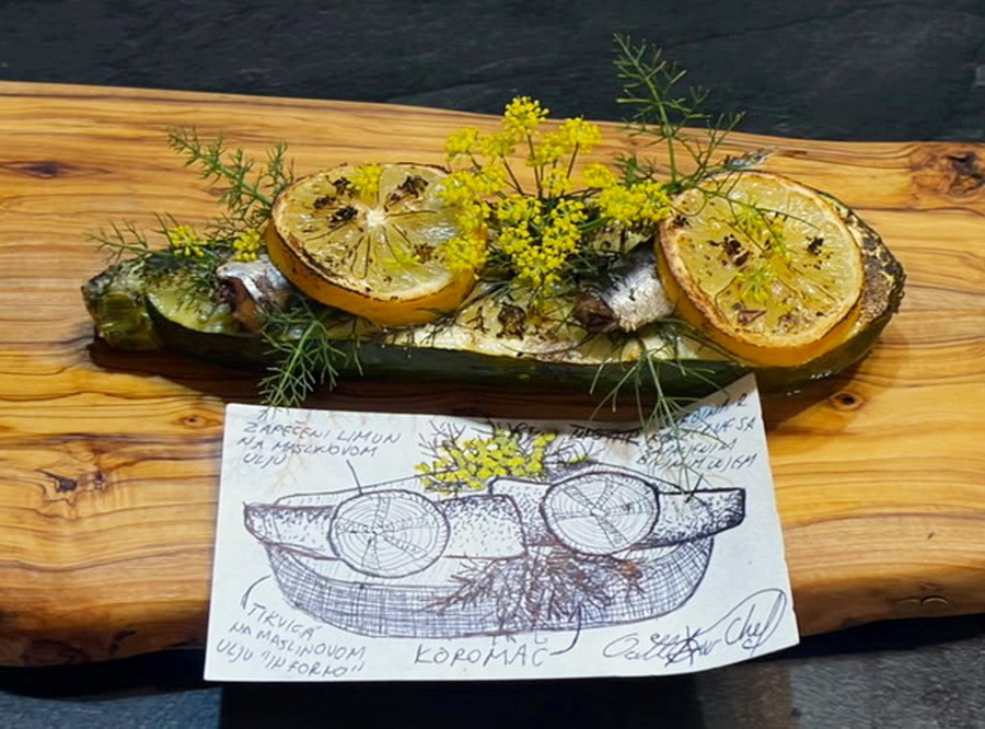 Tikvica, sardine i cvijet koromača in forno