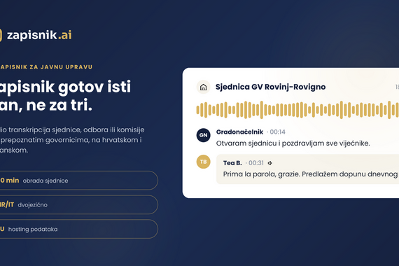 Zapisnik.ai - istarsko rješenje koje gradovima, općinama i županijama skraćuje put od sjednice do ovjerenog zapisnika