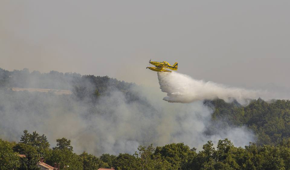 Kanader stigao u pomoć kod sela Pariži (foto: Massimo Pulić)