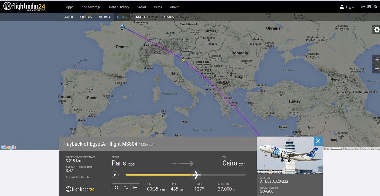 Podaci portala Flightradar24: Avion se nalazio 11 kilometara iznad Pule