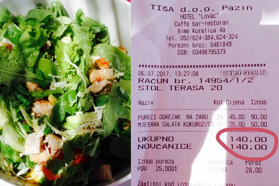 U pazinskom restoranu salata košta kao dvije marende!