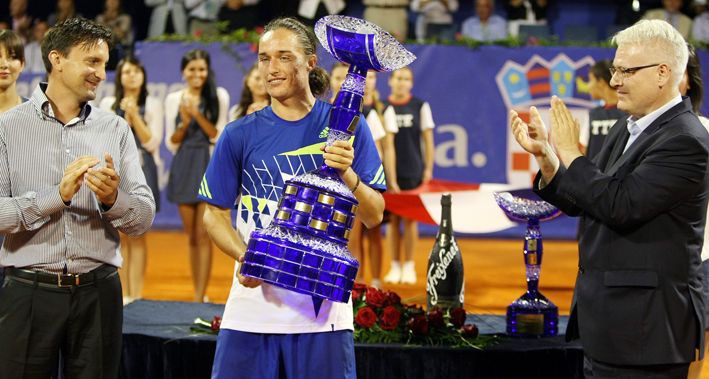 Alexandr Dolgopolov s Predsjednikom Josipovicem i direktorom turnira, Vanjom Bozickovicem.