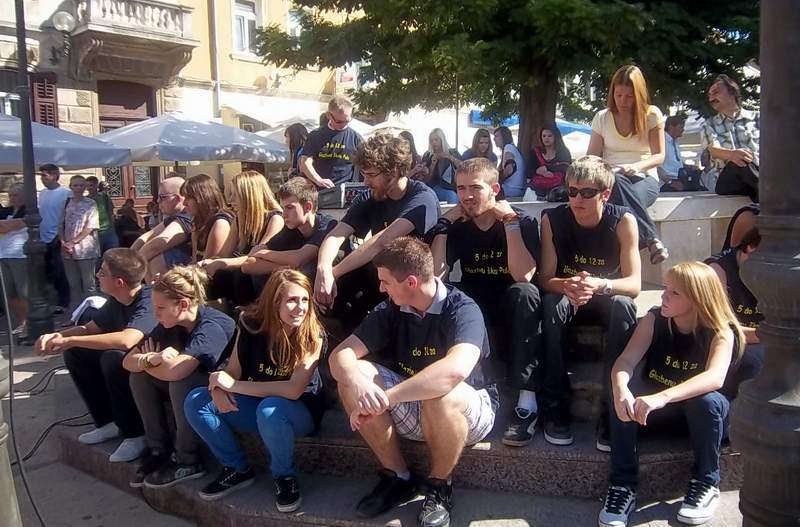 Učenici su podržali prosvjed i otpjevali istarsku himnu